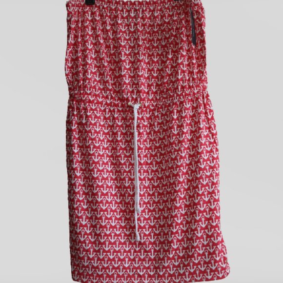 Tommy Hilfiger Strapless Anchor Drawstring Dress Cotton M New - Picture 1 of 6